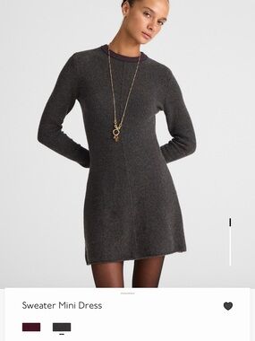 Madewell Charcoal Sweater Dress with Navy and Burgundy Trim